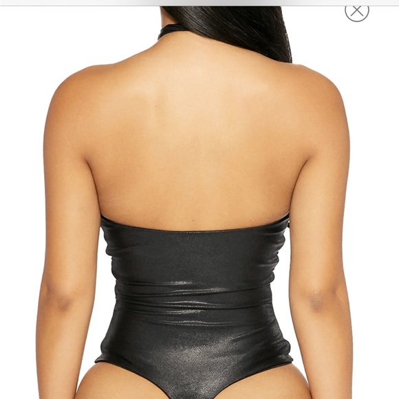 Got Me Drippin' Crisscross Cutout Faux Leather Underwire Bodysuit - Picture 3 of 6